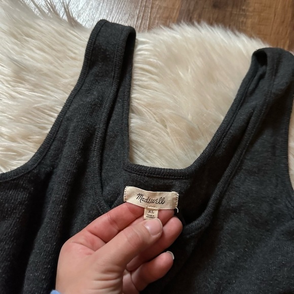 MADEWELL Brushed Ribbed Tank Crop Top In True Black - Picture 6 of 6